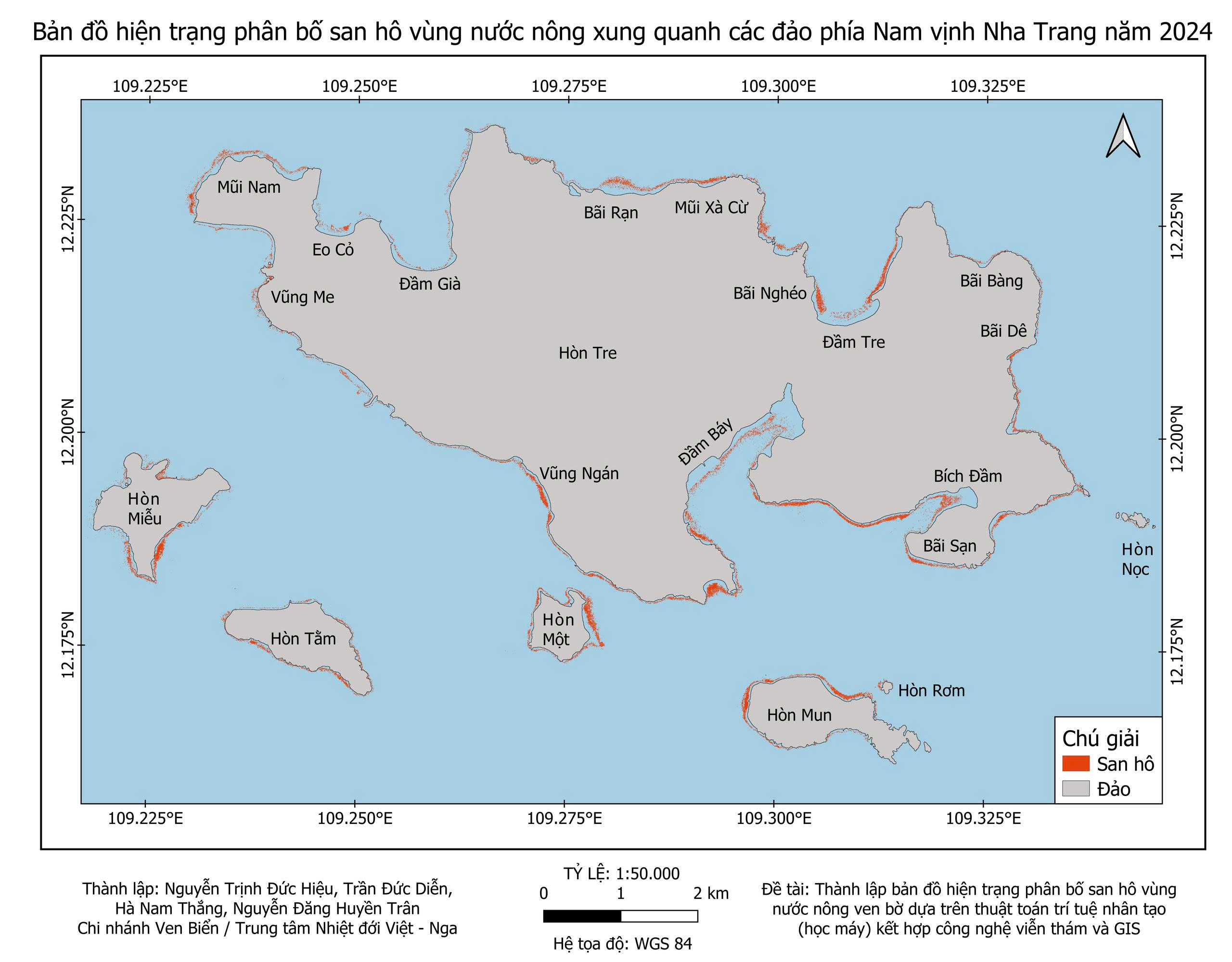 Hai thập kỷ biến động diện tích san hô ở vịnh Nha Trang: Góc nhìn từ công nghệ viễn thám và thuật toán trí tuệ nhân tạo